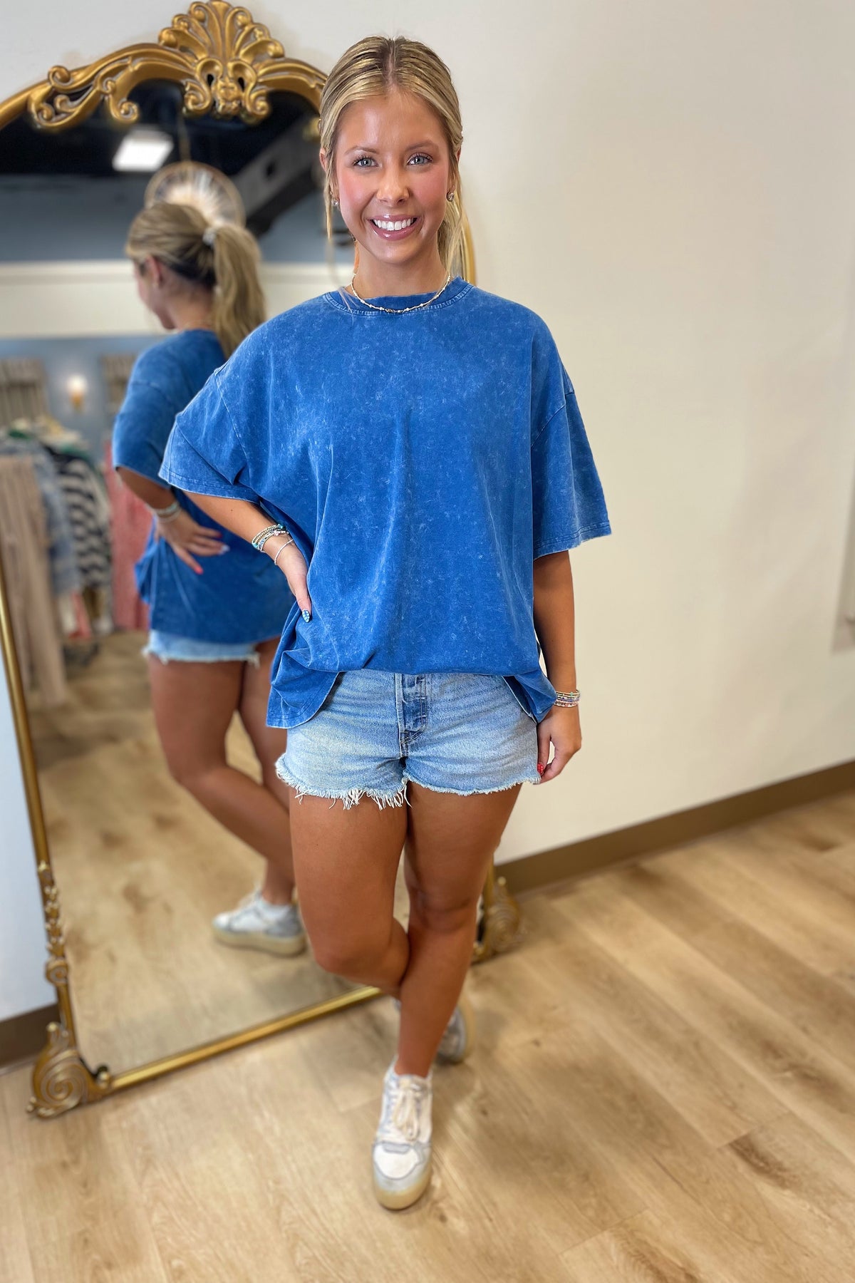 Plus Vivid Basic Washed Tee Classic Blue