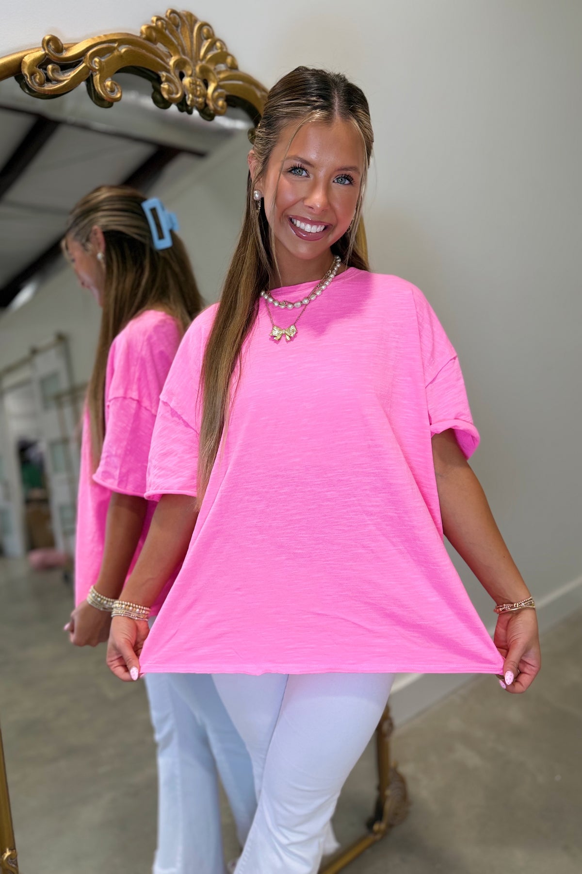 High Voltage Slub Tee Fuchsia RESTOCK