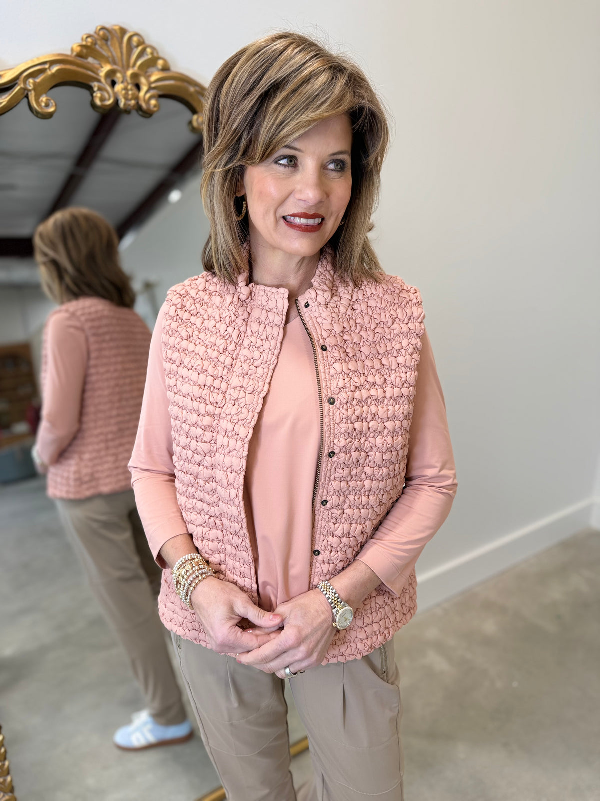 Multiples Quilted Vest Pink