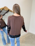 Brown Tee w Black Lace Top