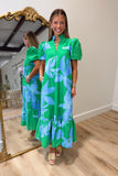 May in Bloom Eyelet Midi Dress Green