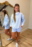 Homebody Striped Mock Neck Short Set Blue