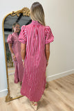 Mono Stripes Midi Dress Red