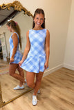 A Line Athletic Dress Blue Plaid