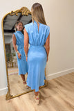 Draped Delicacy Midi Dress Blue