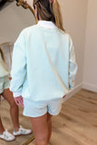 Homebody Striped Mock Neck Short Set Mint