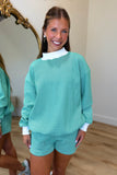 Homebody Striped Mock Neck Short Set Green
