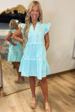 Simple Sunday Contrast Piping Dress Mint