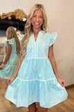 Simple Sunday Contrast Piping Dress Mint