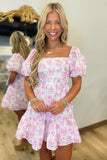 Rose Blossom  Square Neck Dress