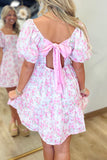 Rose Blossom  Square Neck Dress