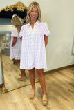 Soft Rosy Plaid Button Front Dress Pink