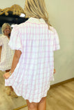 Soft Rosy Plaid Button Front Dress Pink
