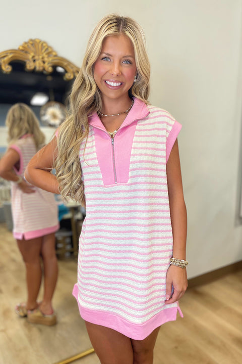 Around Town Stripe Dress Pink