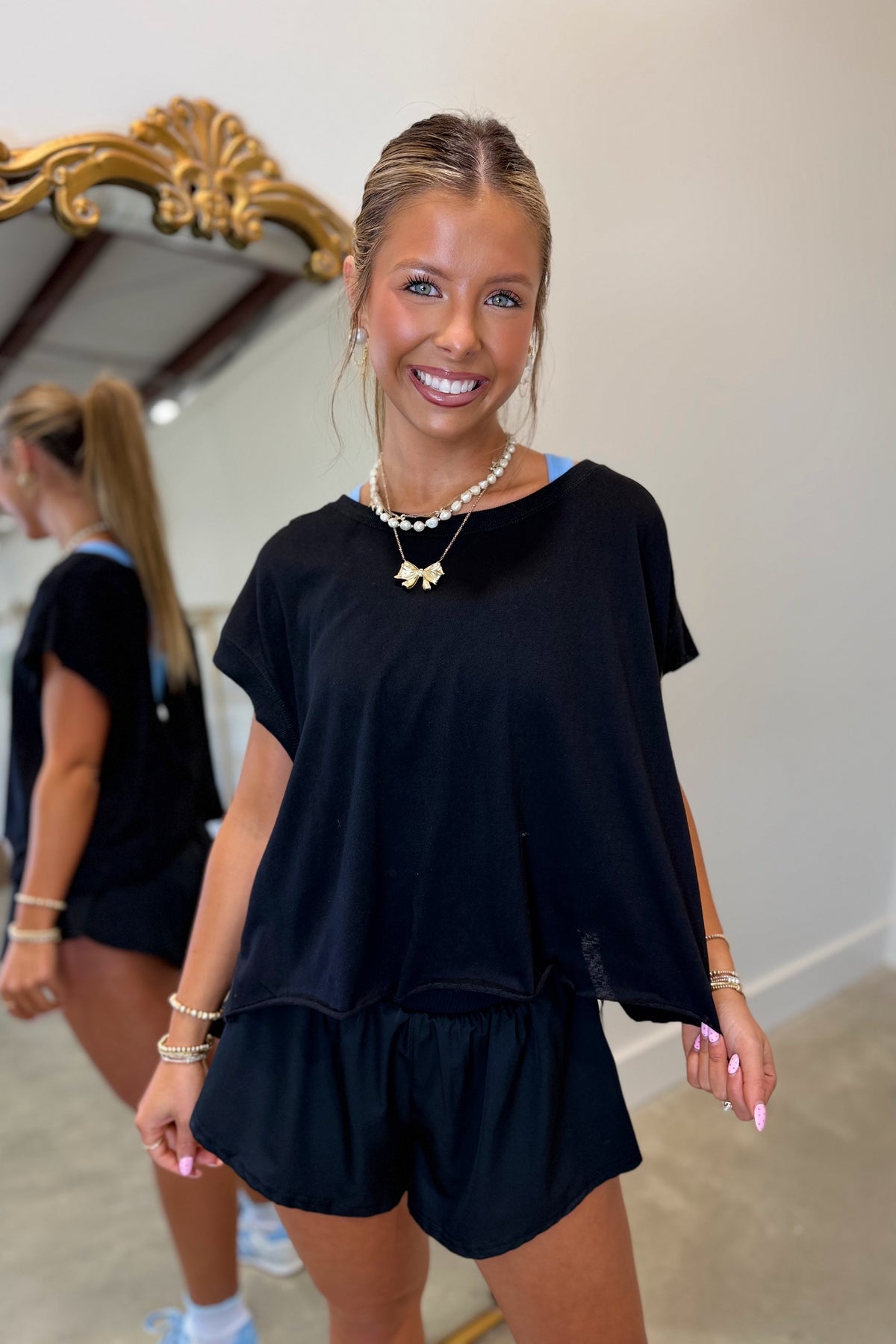 Chloe Cut Out Back Tee Black