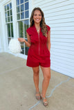 Stella Front Zip Romper Maroon
