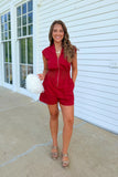 Stella Front Zip Romper Maroon
