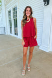 Extra Point Relaxed Short Set Crimson