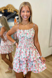 Fall Floral Smocked Mini Dress