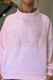 SALTY Mock Neck Sweatshirt Pink