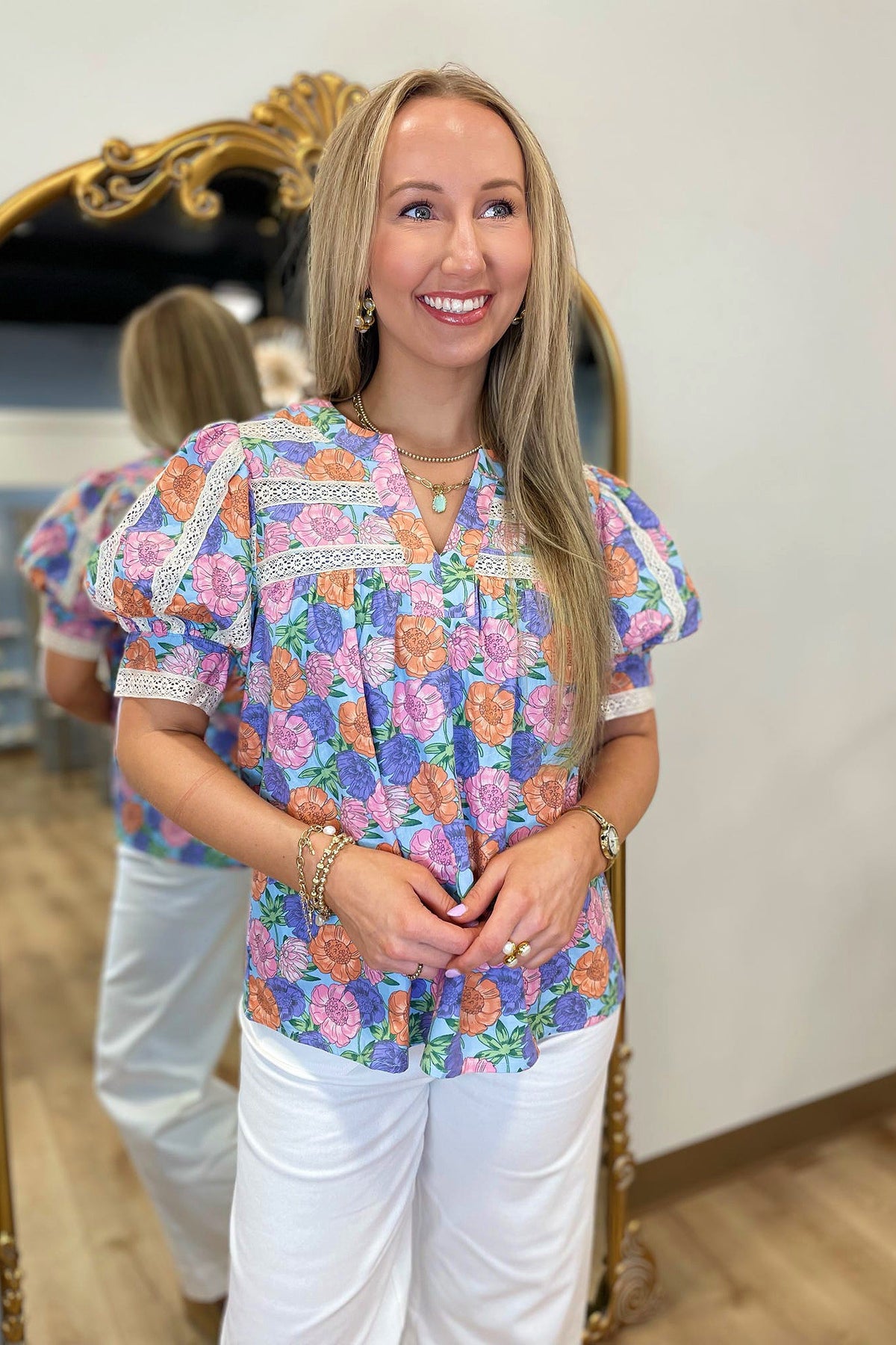 Floral Dreams Top Blue
