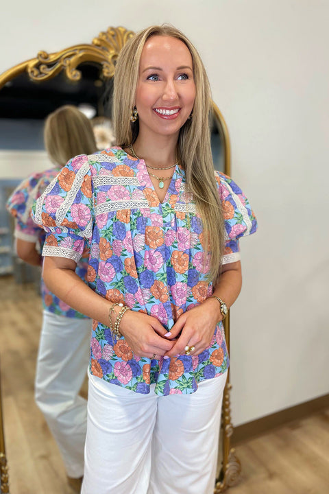 Floral Dreams Top Blue