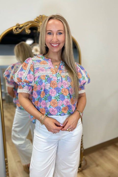 Floral Dreams Top Blue