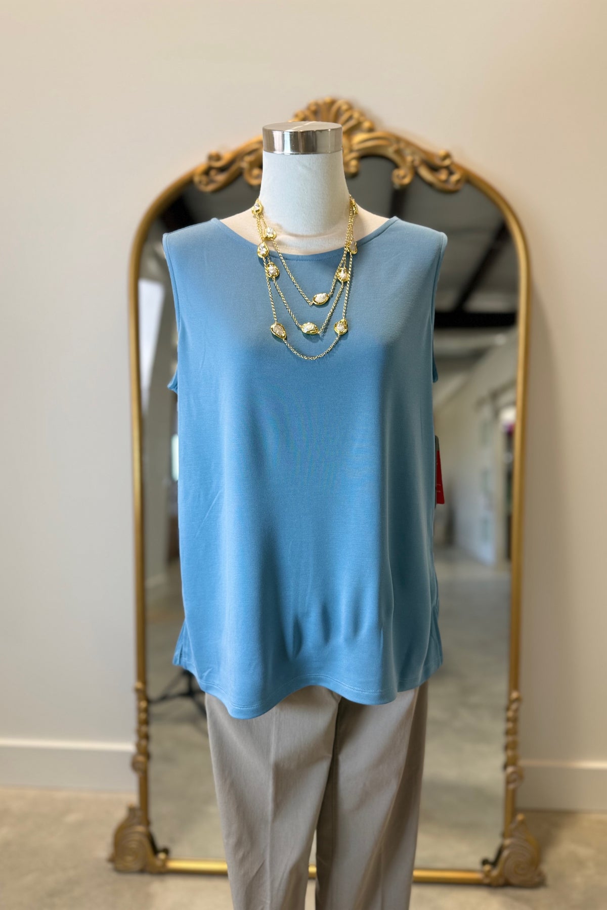Multiples High Neck Tank Chambray
