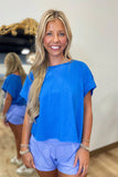 Gym Time Open Back Athletic Top Ocean Blue
