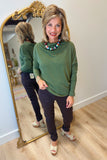Always Together Off the Shoulder Top Cedar Green