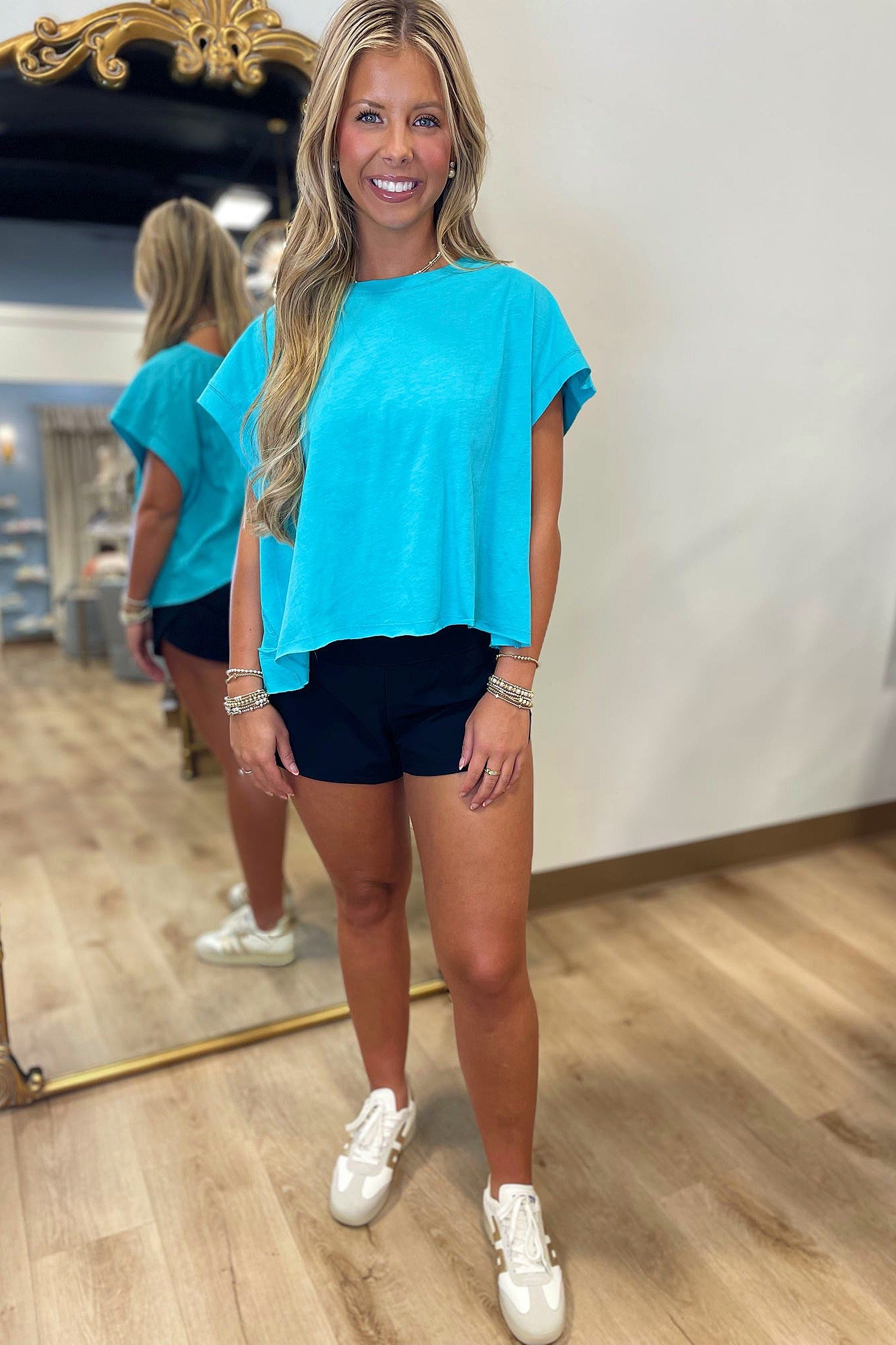 Gym Time Open Back Athletic Top Turquoise