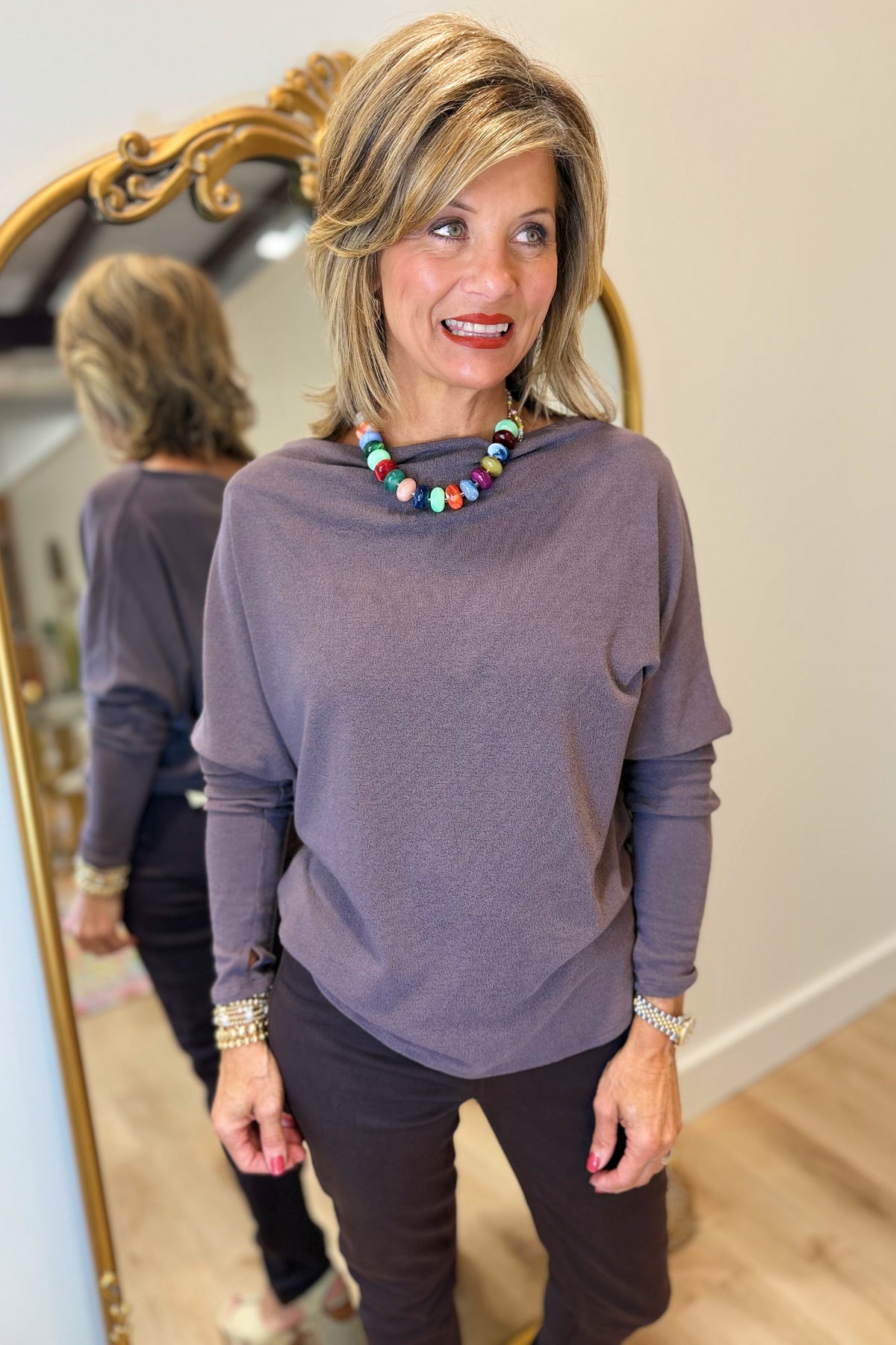 Always Together Off the Shoulder Top Raisin