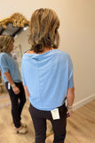 Always Together Off the Shoulder Top Slate Blue
