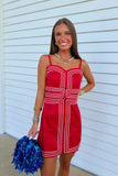 Kickoff Wavy Details Dress Red