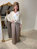 Charlie B Satin Belted Trousers Sand