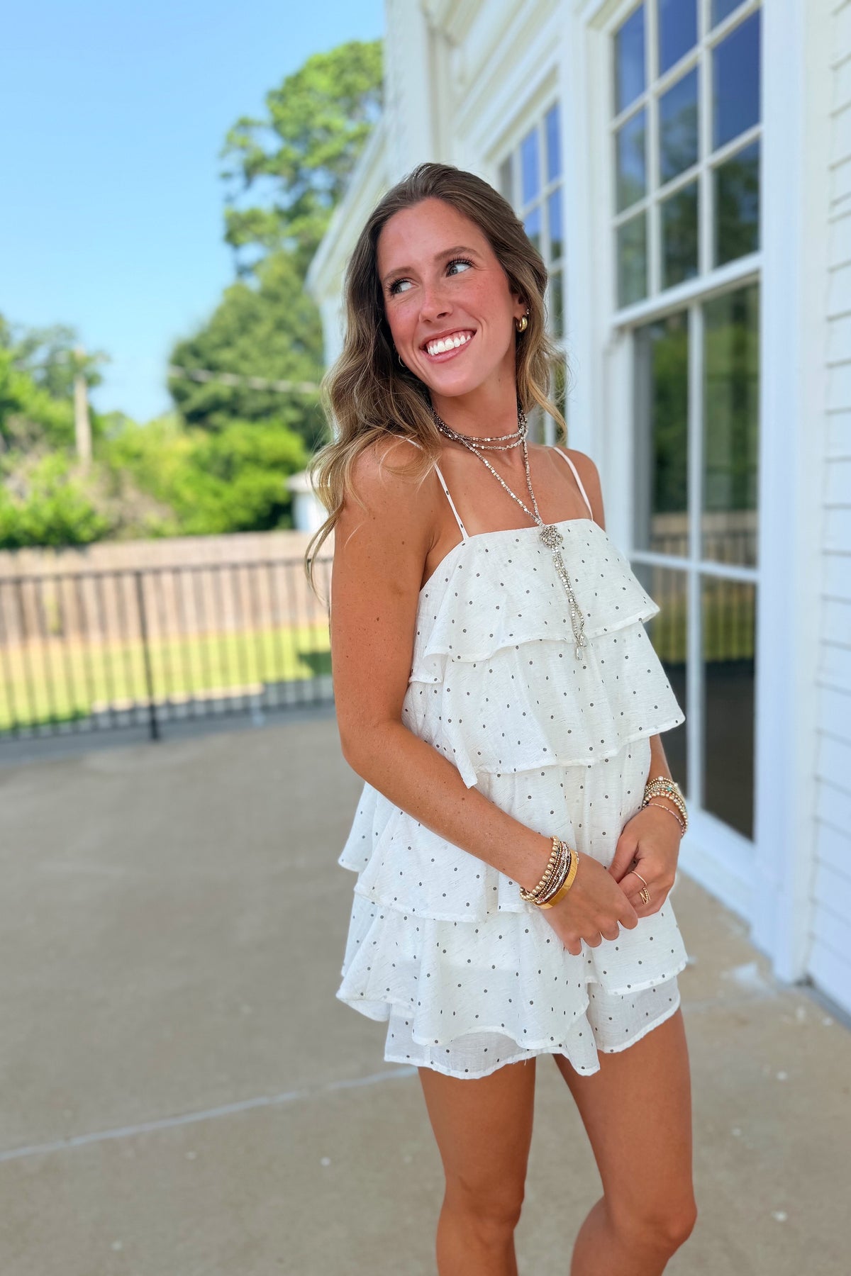 Overtime Polka Dot Set White