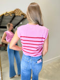 Flirt Alert Striped Sweater Pink