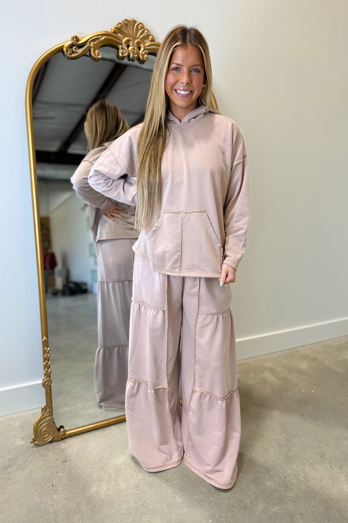 Boho Vintage Washed Hoodie Clay