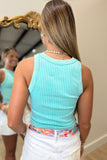 Refined Ribbed Washed Tank Mint