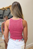 Refined Ribbed Washed Tank Dk Red