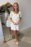 Embroidered Spring Dress Cream