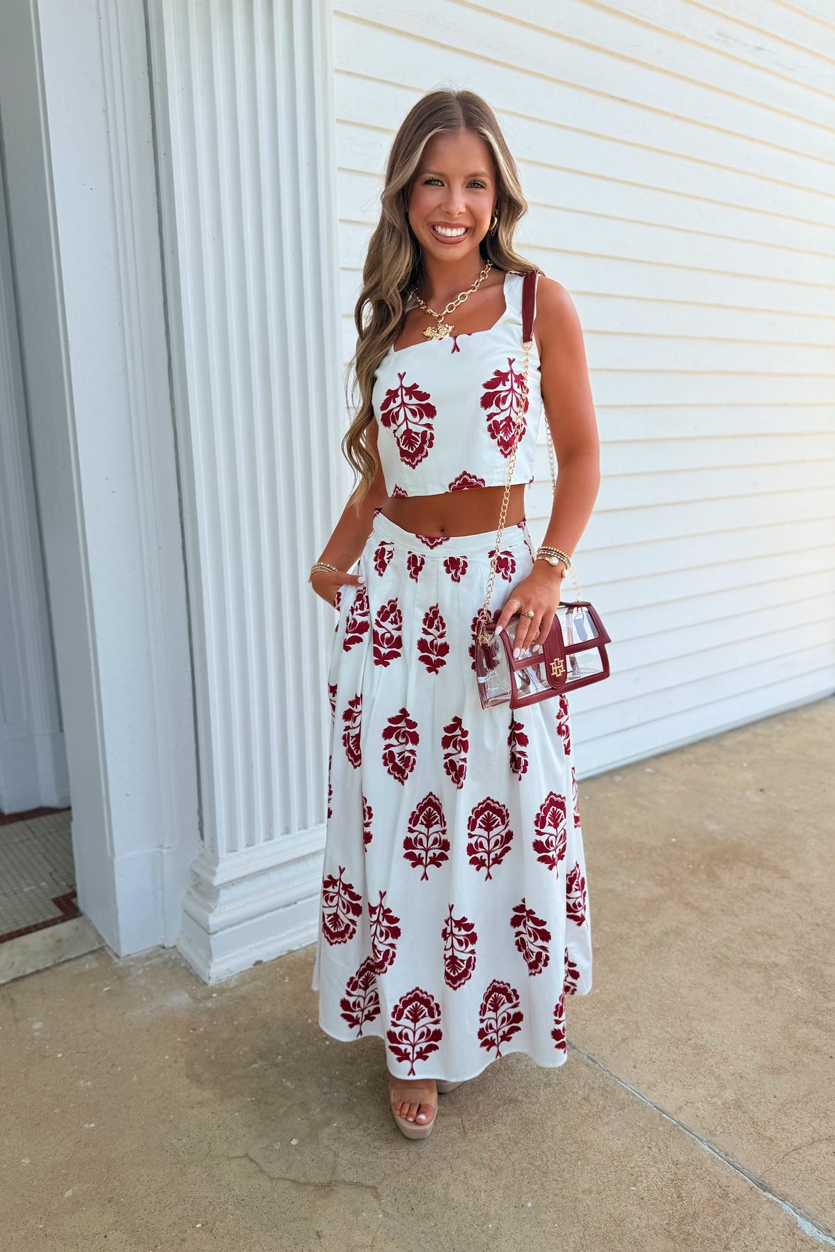 All Set For Kickoff Maxi Skirt Set White