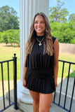 Game Day Glam Pleated Set Black