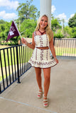 Huddle Up Embroidered Set Maroon