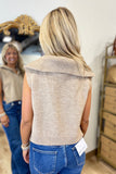 Harley Half Zip-up Side Open Knit Sweater Vest Mocha