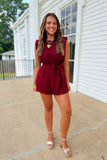 Shoulder Pad Season Romper Maroon