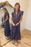 Polka Poise Midi Dress Brown