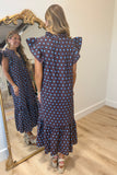 Polka Poise Midi Dress Brown