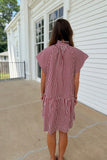 Saturdays in Starkville Striped Dress Burgundy