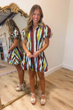 Stella Zip Front Bubble Dress Autumn Stripe